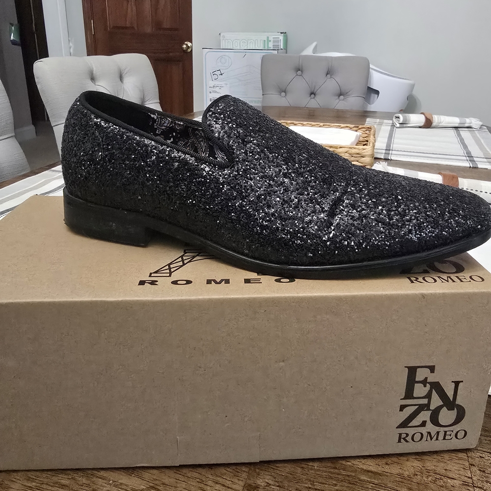 Men's Black Glitter Loafers